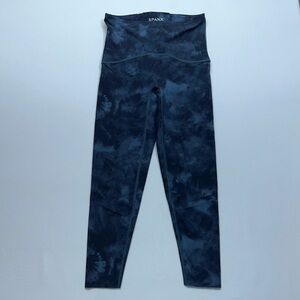 Spanx Booty Boost Leggings Womens Size Medium Blue Storm Tie Dye 24” Inseam